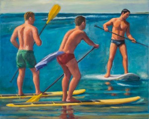 Paddleboarders, Herring Cove, by Robert Morgan, oil on canvas, 24” x 30”